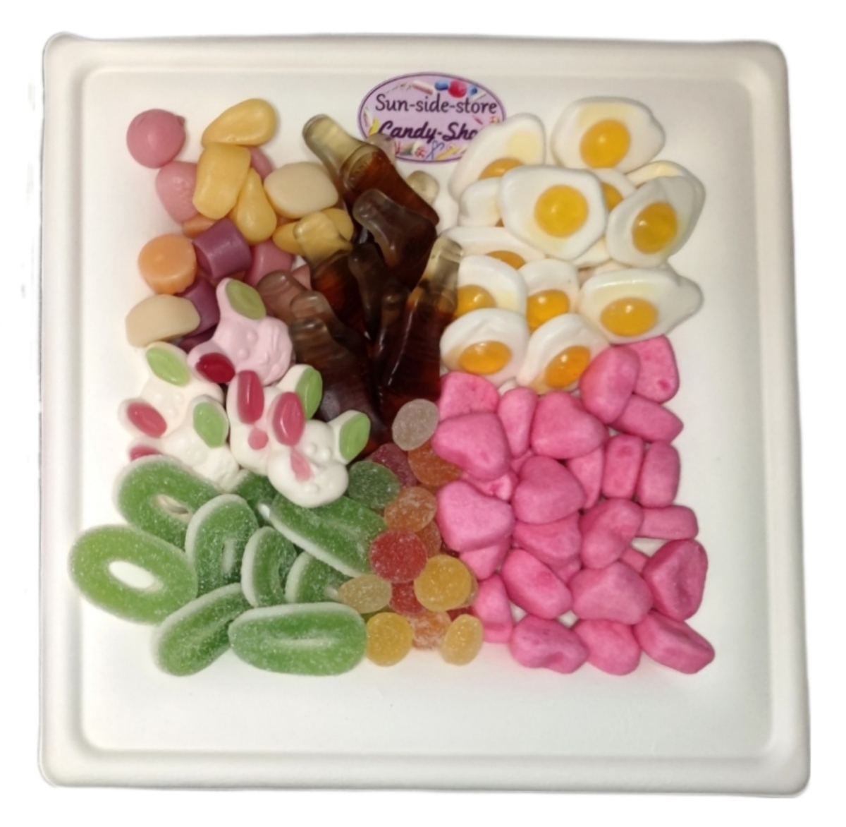 Beispielbild unserer Süßigkeitenplatten für ihre Firmenfeier oder Geburtstagsfeier. In 4 Varianten ist unsere große Partyplatte erhältlich.